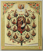 Икона на доске 22х26 объёмная печать, лак Древо Богородицы