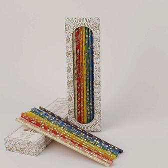 Свечи праздничные №20/40 (уп 25шт), РАЗНОЦВЕТНЫЕ (10 цветов) (Золотая лоза)