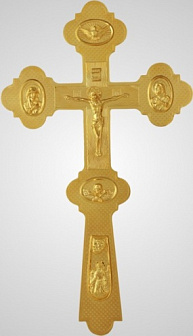 Крест напрестольный №6-2 сложный малый золочение