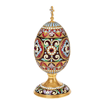 Яйцо пасхальное филигрань, эмаль на подставке / золочение