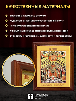 Икона Собор Михаила Архангела с золочением, деревянная рамка со стеклом 15х18х2 см