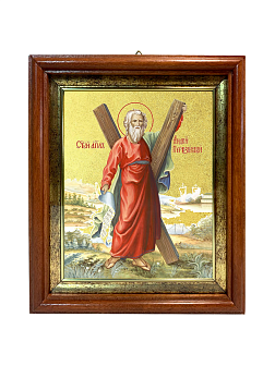 Икона "Андрей Первозванный", св. апостол, с золочением поталью, 09А6-УЛ Икона "Андрей Первозванный", св. апостол, с золочением поталью, 09А6-УЛ