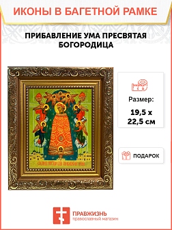 Икона Прибавление ума Божия Матерь на холсте в киоте 122 Икона Прибавление ума Божия Матерь на холсте в киоте 122