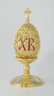 Яйцо пасхальное сувенирное литое №3 на подставке золочение