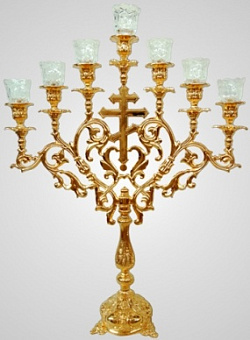 Семисвечник напрестольный с крестом золочение