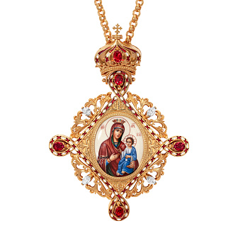 Панагия №80 эмаль / золочение / Иверская БМ
