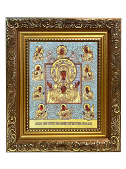 Икона Божией Матери "Знамение Курская-Коренная" с золочением поталью, 03З2-УЛ Икона Божией Матери "Знамение Курская-Коренная" с золочением поталью, 03З2-УЛ