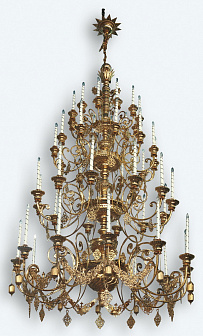 Паникадило 4 яруса 48 свечей чеканное золочение