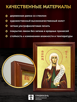 Икона Таисия Египетская блаженная с золочением, деревянная рамка со стеклом 15х18х2 см 167