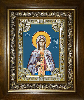 Икона Олимпиада Константинопольская диаконисса в деревянном киоте