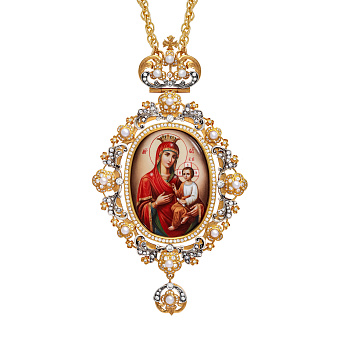 Панагия №212 / Фианиты деколь / золочение, серебрение / Скоропослушница БМ