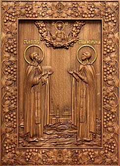 Икона резная Пётр и Феврония