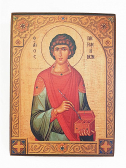 Икона под старину Святой Пантелеймон Целитель