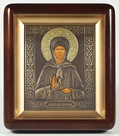Икона в киоте 11х13 фигурный, темпера, риза патинированая Матрона