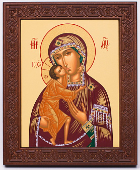 Икона на дереве 18х22 прокат, ковчег с резным обрамлением, упаковка Феодоровская БМ