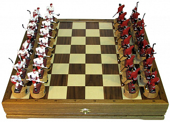 Шахматы эксклюзивные с фигурами из цинкового сплава покрашенными в полу-коллекционном качестве "Хоккей"