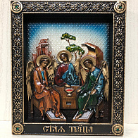 Икона Святой Троицы, резная из дерева