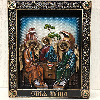 Икона Святой Троицы, резная из дерева