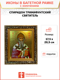 Именная икона Спиридон Тримифунтский золочение поталь 135