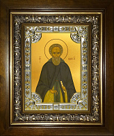 Икона Михей Радонежский преподобный в деревянном киоте Икона Михей Радонежский преподобный в деревянном киоте