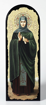 Икона на МДФ 18х50 арочная, объёмная печать, лак Мария Хиданская