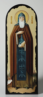 Икона на МДФ 18х50 арочная, объёмная печать, лак Кирилл Радонежский Икона на МДФ 18х50 арочная, объёмная печать, лак Кирилл Радонежский