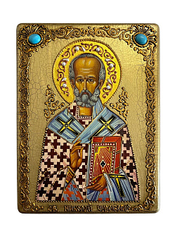 Настольная икона ''Святитель Николай, архиепископ Мир Ликийский (Мирликийский), чудотворец'' на море