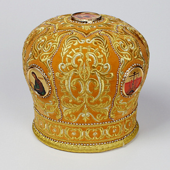 Митра №086 бархат желтый