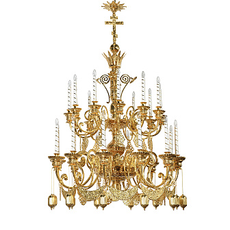 Паникадило 2 яруса 24 свечи чеканное золочение Паникадило 2 яруса 24 свечи чеканное золочение