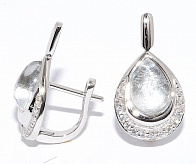 Серьги серебряные с сусальным серебром, ювелирной смолой и кубическим цирконием, 925 проба, 3г