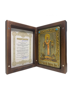 Настольная икона ''Святитель Алексий, митрополит Московский и всея России чудотворец'' на мореном ду