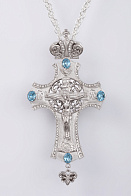 Крест наперсный № 145 литьевое распятие /серебрение/