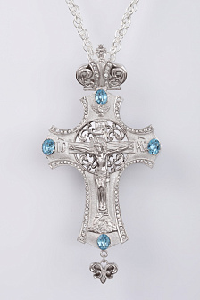 Крест наперсный № 145 литьевое распятие /серебрение/