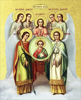 Икона Собор Михаила Архангела с золочением, деревянная рамка со стеклом 15х18х2 см