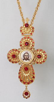 Крест наперсный №19 / золочение / серебрo эмаль (УИН)