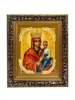Икона Споручница грешных Божия Матерь на холсте в киоте 1139