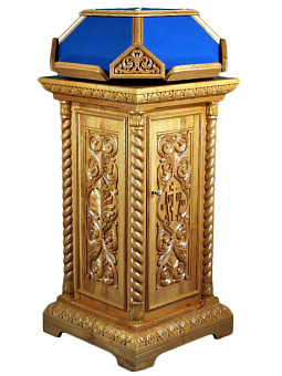 Аналой клиросный 4-х гранная резная тумба с 4-х сторонней резьбой Аналой клиросный 4-х гранная резная тумба с 4-х сторонней резьбой