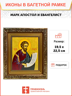 Икона Марк Евангелист Апостол на холсте в киоте 100