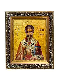 Икона Мирон Критский Святитель на холсте в киоте 175 Икона Мирон Критский Святитель на холсте в киоте 175