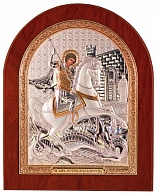 Икона Георгий Победоносец  с серебрением