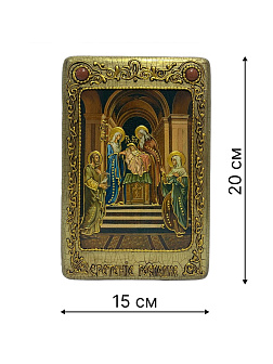 Настольная икона ''Сретение Господа нашего Иисуса Христа'' на мореном дубе