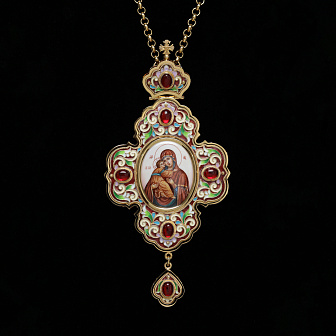 Панагия филигрань №0013 двойной рант финифть, эмаль / золочение