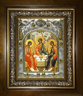 Икона Святая Троица, в деревяном киоте