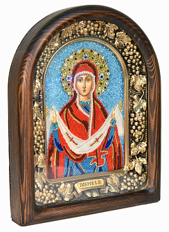 Икона ''Покров Пресвятой Богородицы'' ручной работы из бисера
