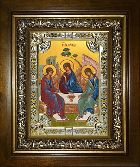 Икона Святая Троица в деревянном киоте