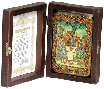Настольная икона ''Троица'' на мореном дубе