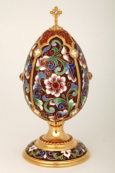 Яйцо пасхальное филигрань, эмаль, роспись на подставке / золочение Яйцо пасхальное филигрань, эмаль, роспись на подставке / золочение