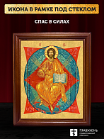Икона Господа Иисуса Христа Спас в Силах, деревянная рамка со стеклом 15х18х2 см 1129