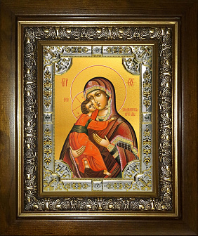 Икона Владимирская Божией Матери в деревянном киоте
