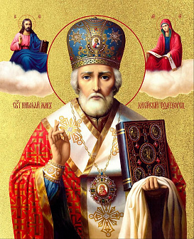 Икона "Николай Чудотворец", свт. Мирликийский, с золочением поталью, 09070-УЛ